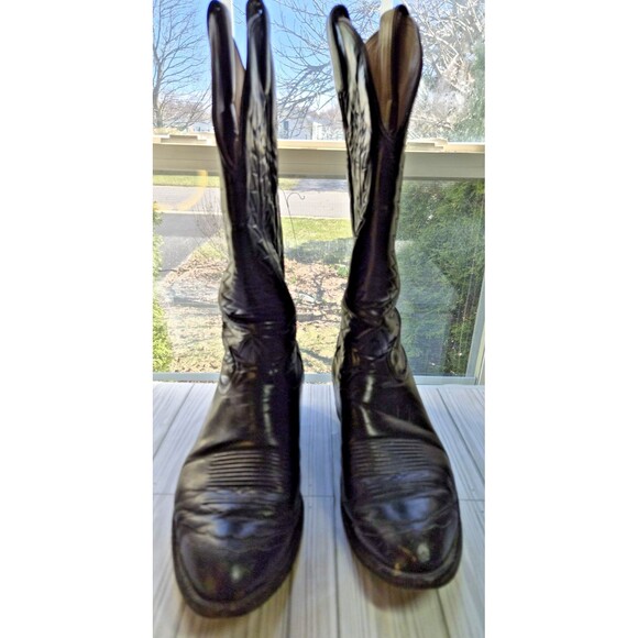 Tony Lama Vintage Cowboy Boots 6214 Men\'s 6D Wingtip Snakeskin Toe Brown Leather main image 7